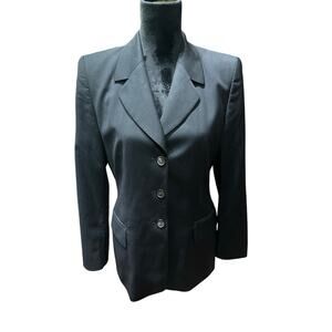 Escada Blazer by Margaretha Ley 3 Button Wool Classic Timeless Capsule Black  36